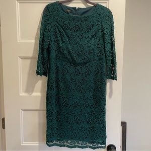Talbots Lace Style Hunter Green Holiday Dress